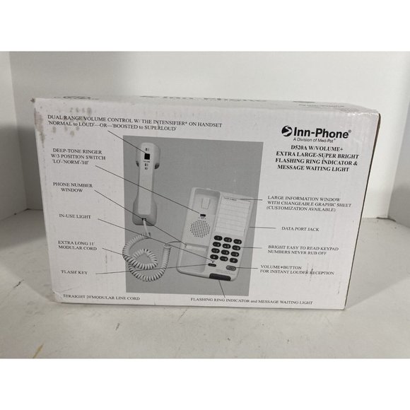 New Inn-Phone D520A W/Volume And Flashing Ring Light And Message Waiting Light - Picture 2 of 5